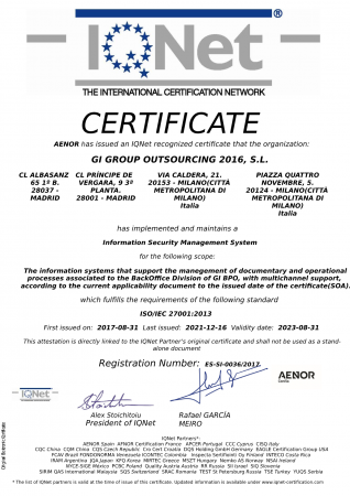 certificado AENOR